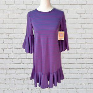 LulaRoe Sz XXS Maurine Striped Dress Pink and Purple